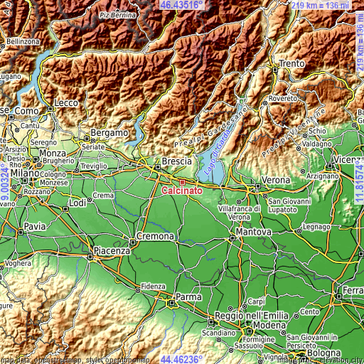 Topographic map of Calcinato