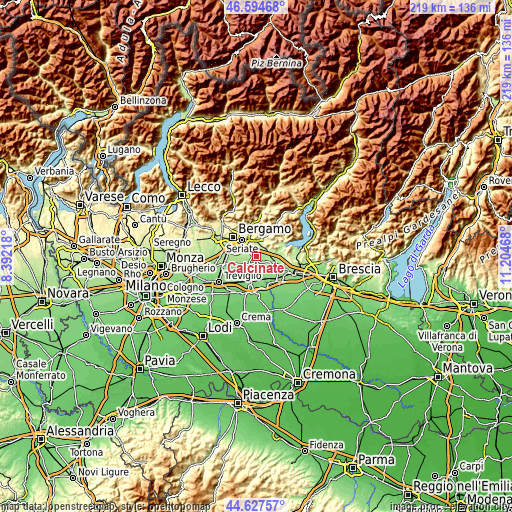 Topographic map of Calcinate