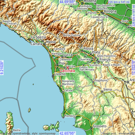 Topographic map of Calcinaia