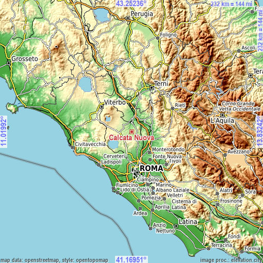 Topographic map of Calcata Nuova