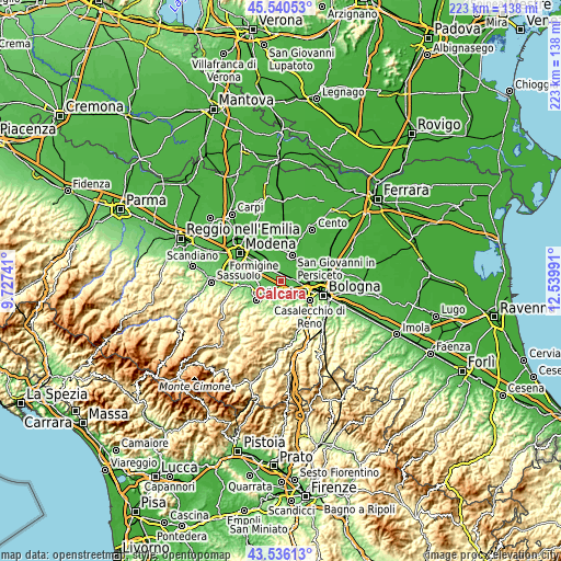 Topographic map of Calcara