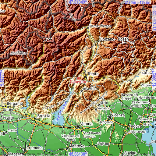 Topographic map of Calavino