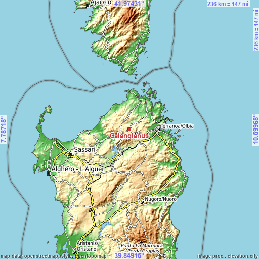 Topographic map of Calangianus