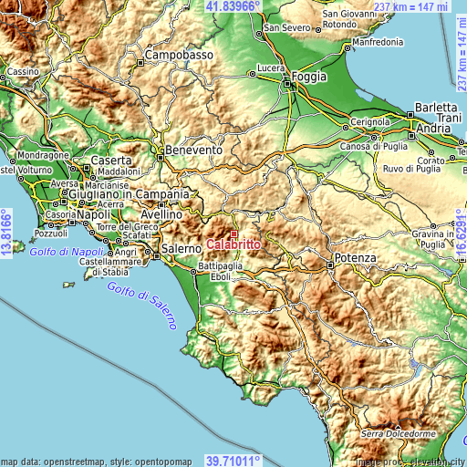 Topographic map of Calabritto