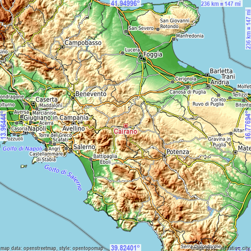 Topographic map of Cairano