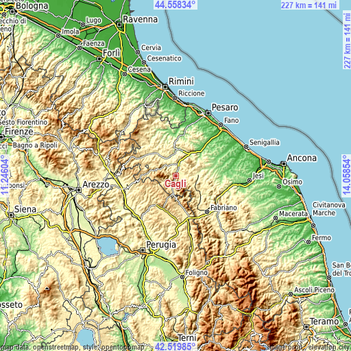 Topographic map of Cagli