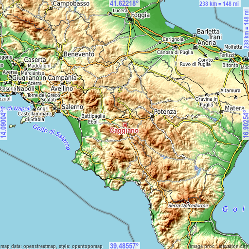 Topographic map of Caggiano