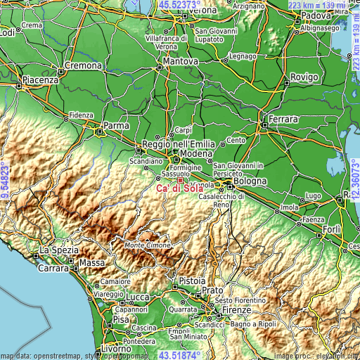 Topographic map of Ca' di Sola