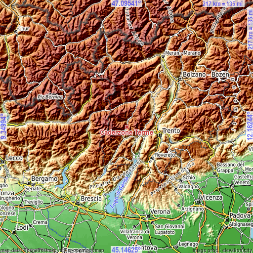 Topographic map of Caderzone Terme