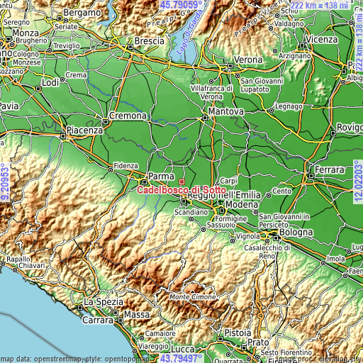 Topographic map of Cadelbosco di Sotto