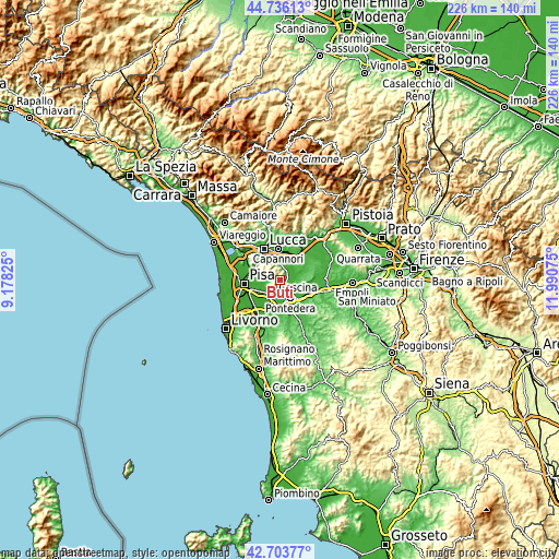 Topographic map of Buti