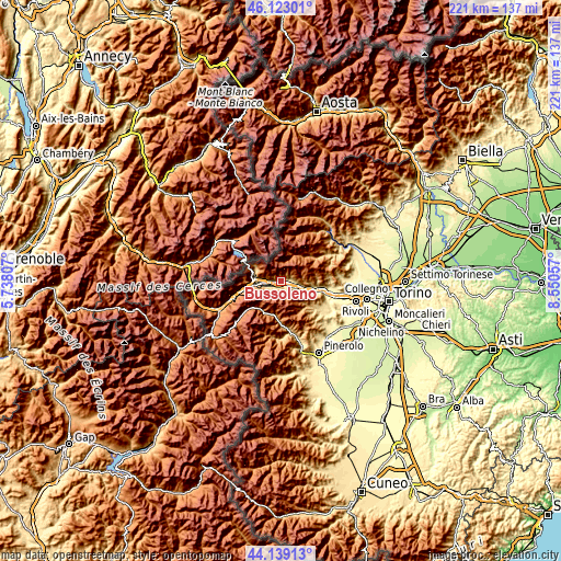 Topographic map of Bussoleno