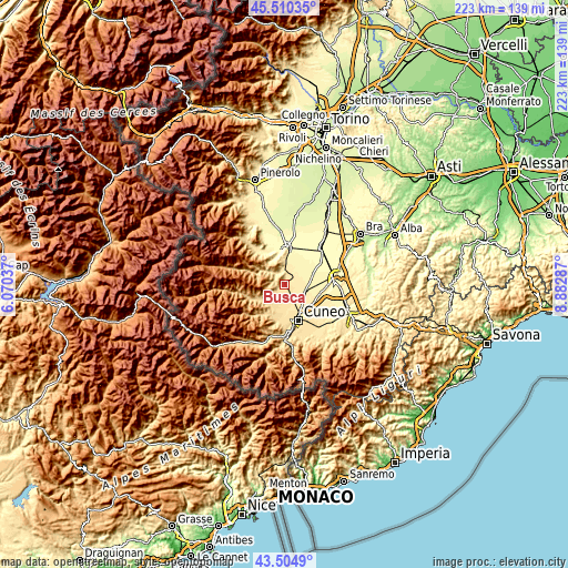 Topographic map of Busca