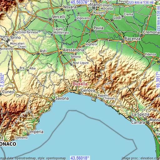 Topographic map of Busalla