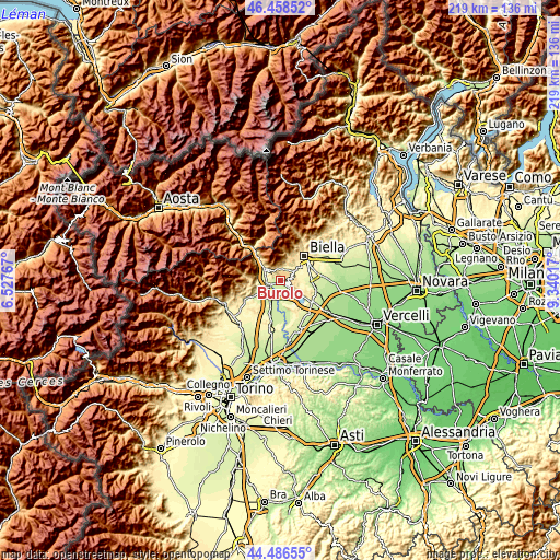 Topographic map of Burolo