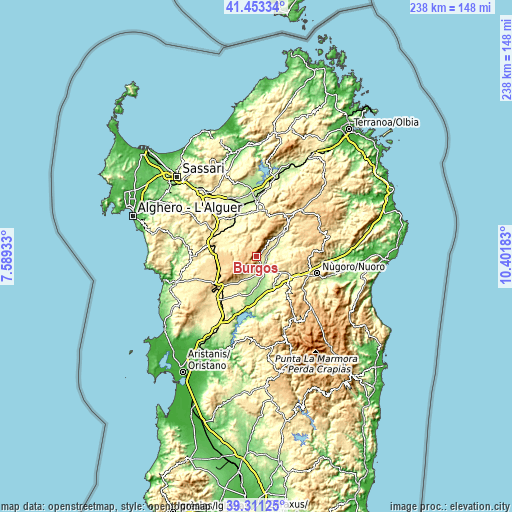 Topographic map of Burgos