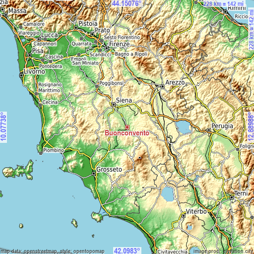 Topographic map of Buonconvento