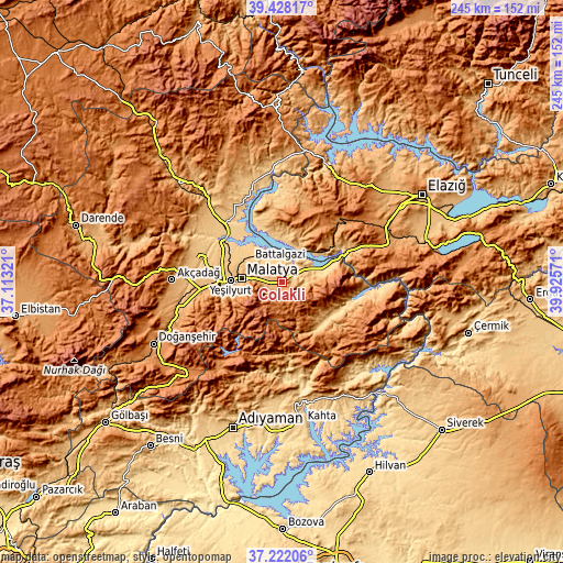 Topographic map of Çolaklı