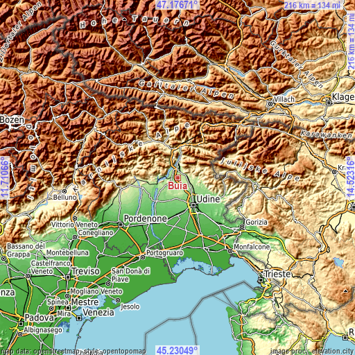 Topographic map of Buia