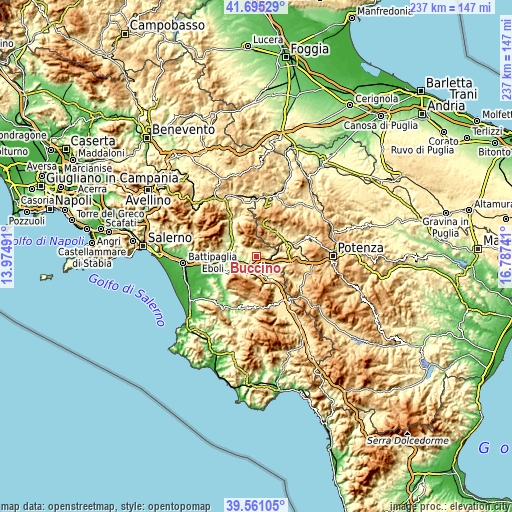 Topographic map of Buccino