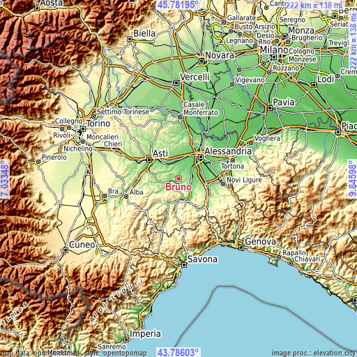 Topographic map of Bruno