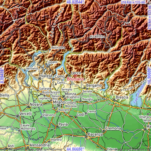 Topographic map of Brumano