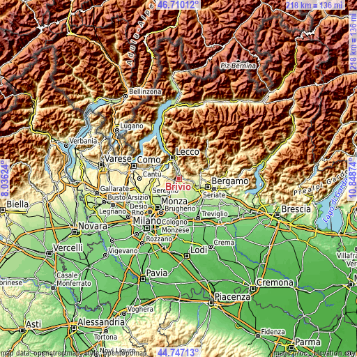 Topographic map of Brivio