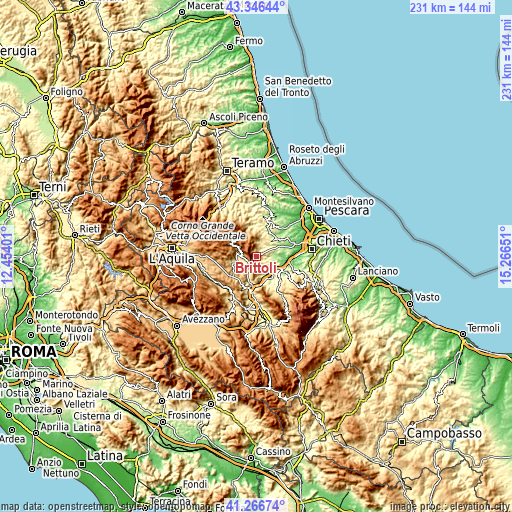 Topographic map of Brittoli