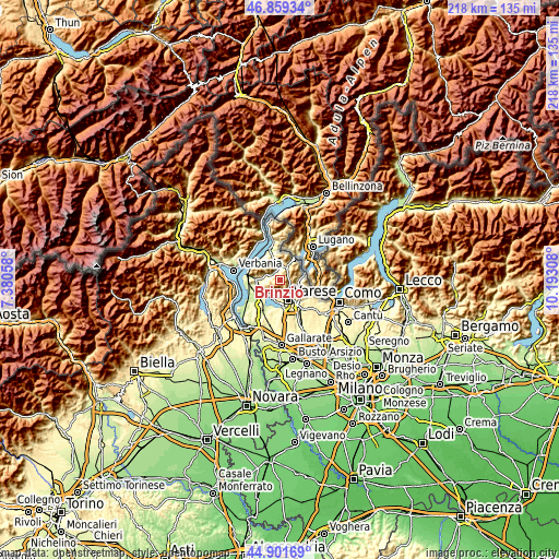 Topographic map of Brinzio