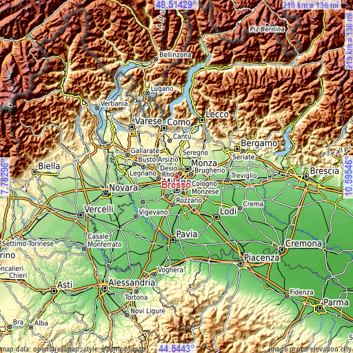 Topographic map of Bresso