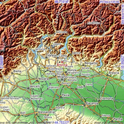 Topographic map of Brenna