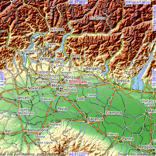 Topographic map of Brembate