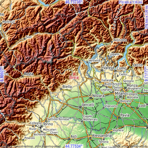 Topographic map of Breia