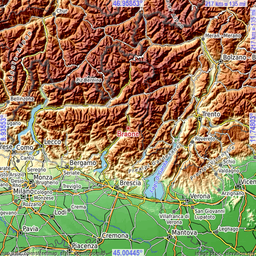 Topographic map of Braone