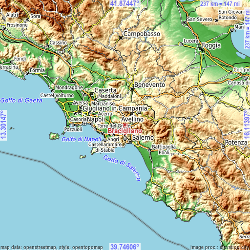 Topographic map of Bracigliano