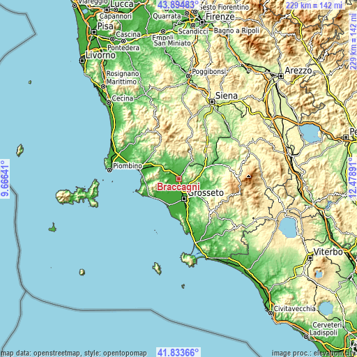Topographic map of Braccagni