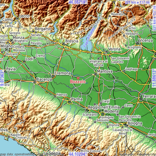 Topographic map of Bozzolo