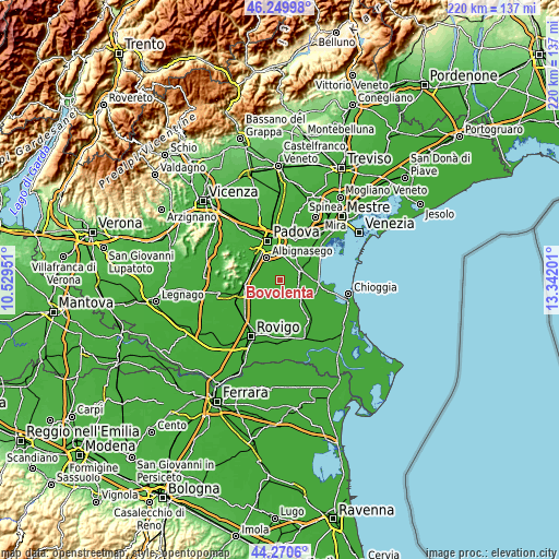 Topographic map of Bovolenta