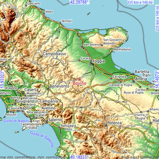 Topographic map of Bovino