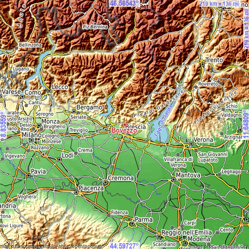 Topographic map of Bovezzo