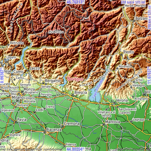 Topographic map of Bovegno