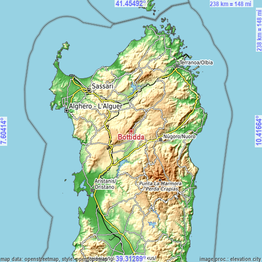 Topographic map of Bottidda