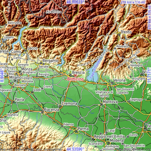 Topographic map of Botticino