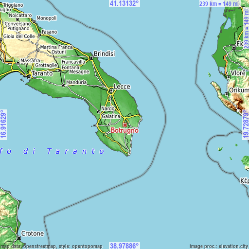 Topographic map of Botrugno