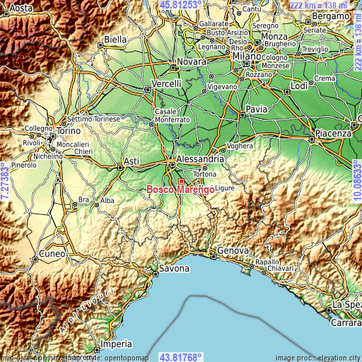Topographic map of Bosco Marengo