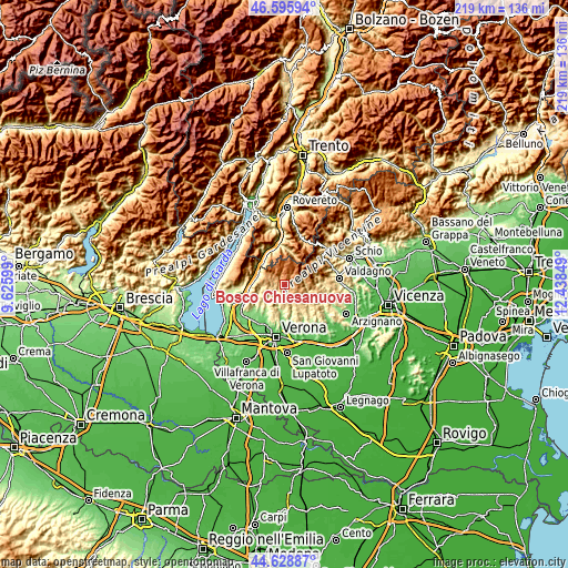 Topographic map of Bosco Chiesanuova