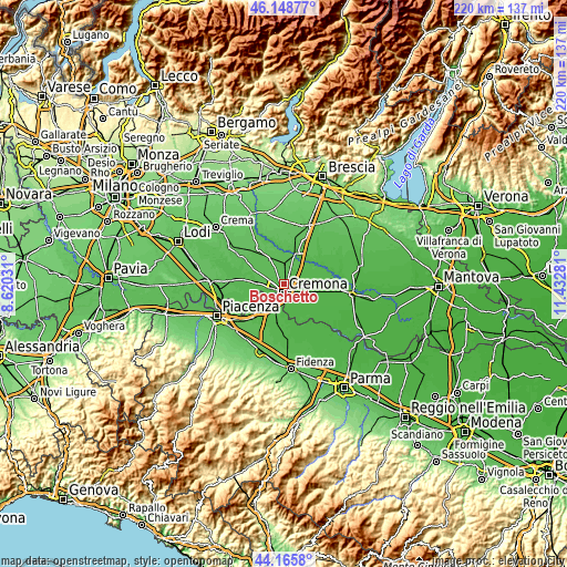 Topographic map of Boschetto