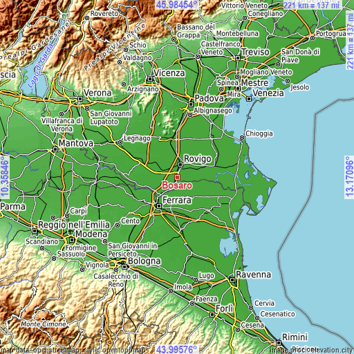 Topographic map of Bosaro