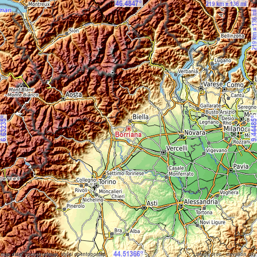 Topographic map of Borriana