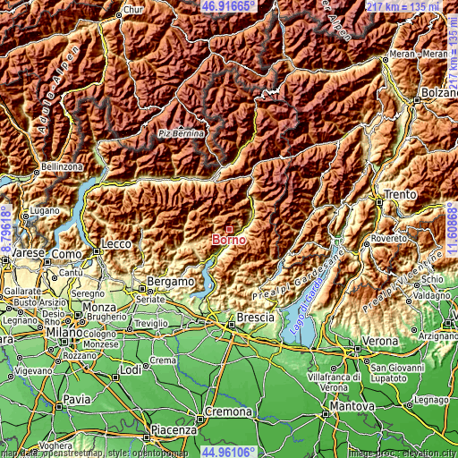 Topographic map of Borno